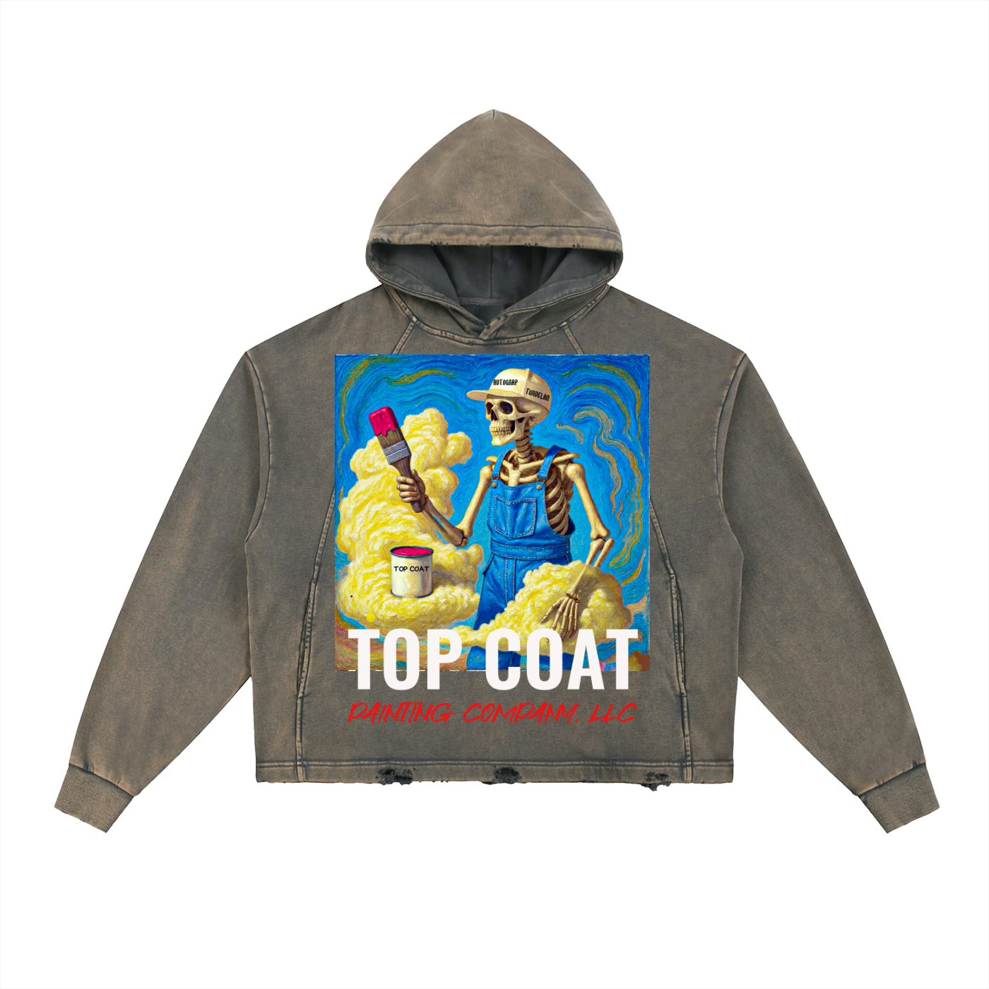 Vintage Washed Frayed-Hem Hoodie