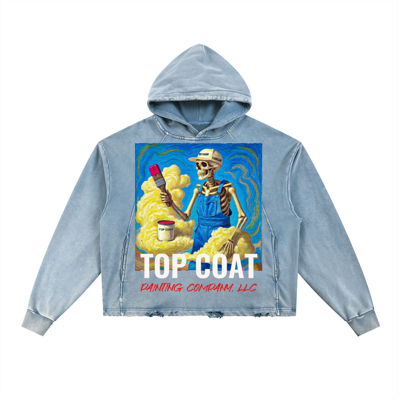 Vintage Washed Frayed-Hem Hoodie