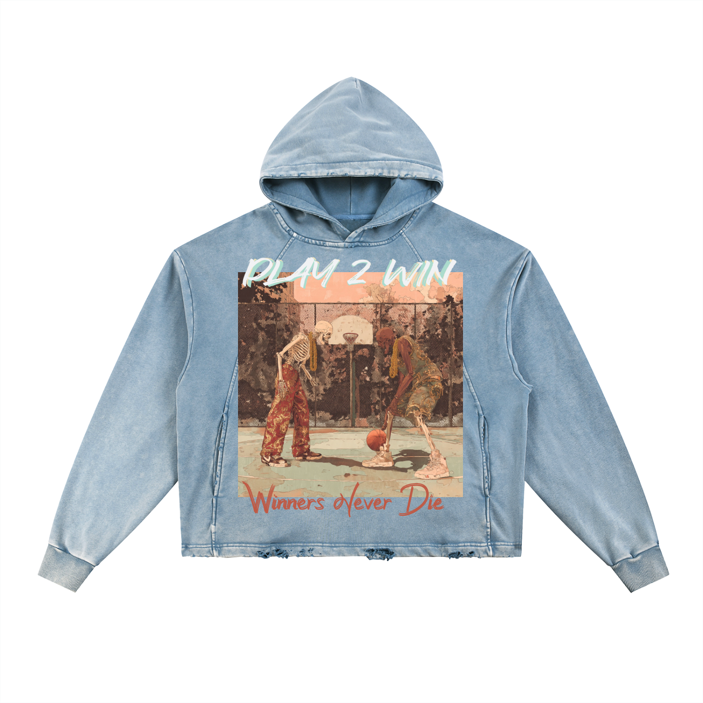 Vintage Washed Frayed-Hem Hoodie