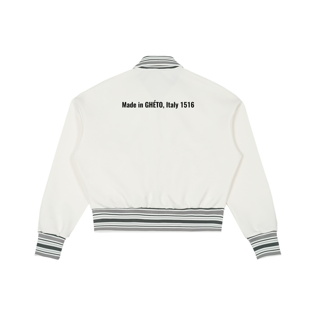 Striped Rib Collar Zip Jacket